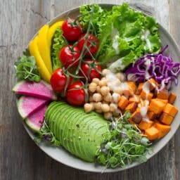 Colorful plate of healthy food.